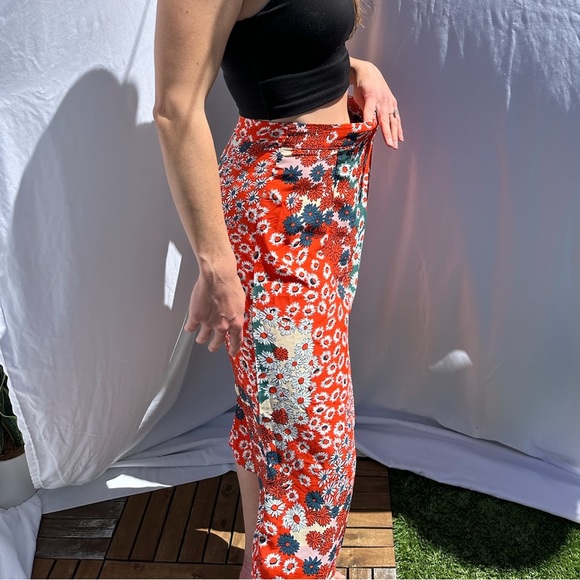 Floerns Women's Boho Floral High Waist Split A Line Midi Skirt Size Medium - Picture 4 of 11